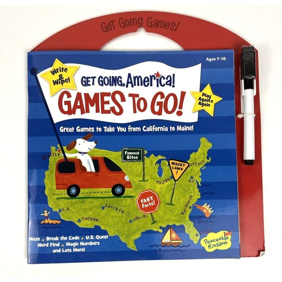 Peaceable Kingdom - Get Going America - Write & Wipe Games On The Go - Picture 1 of 4